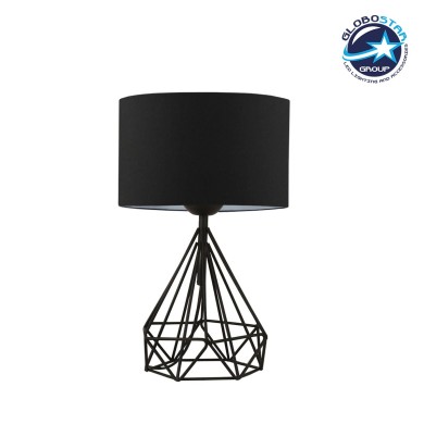 GLOBOSTAR® DIAMOND 204-0083 Μοντέρνο Επιτραπέζιο Φωτιστικό Πορτατίφ με Ντουί 1 x E27 AC 220-240V IP20 - Μαύρο - Μ24 x Π24 x Υ41cm